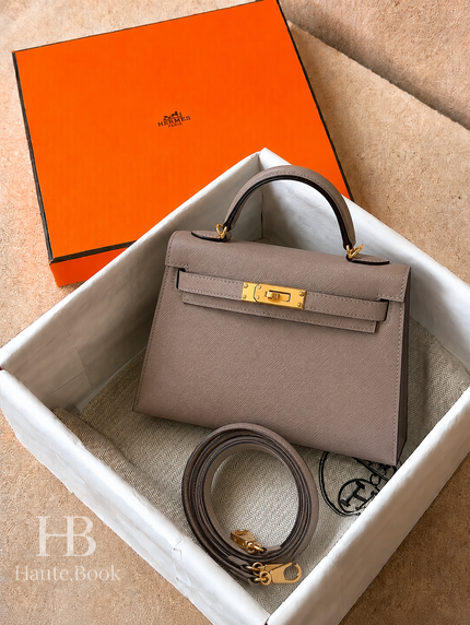 [Price on Request] HERMES Mini Kelly II Gris Asphalte M8 Epsom Gold Hardware