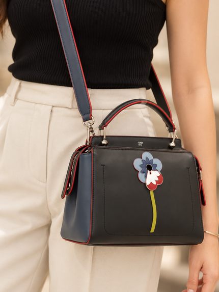 FENDI Dotcom Leather Tote Bag