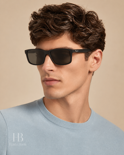 FERRAGAMO Salvatore Dark Grey Rectangular Men's Sunglasses