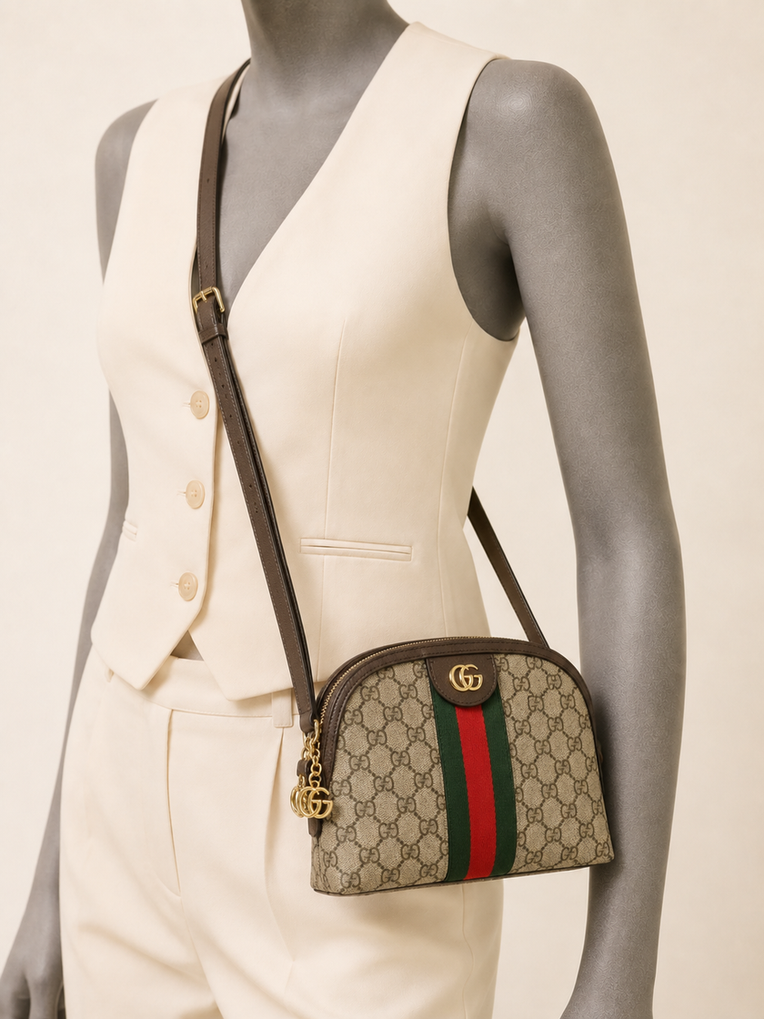 GUCCI Coated Canvas Ophidia GG Shoulder Bag
