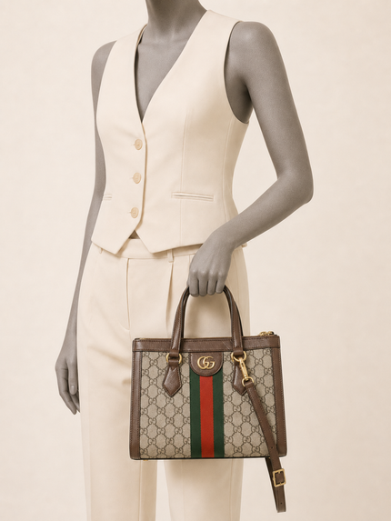 GUCCI Ophidia Small Tote Coated Canvas Bag