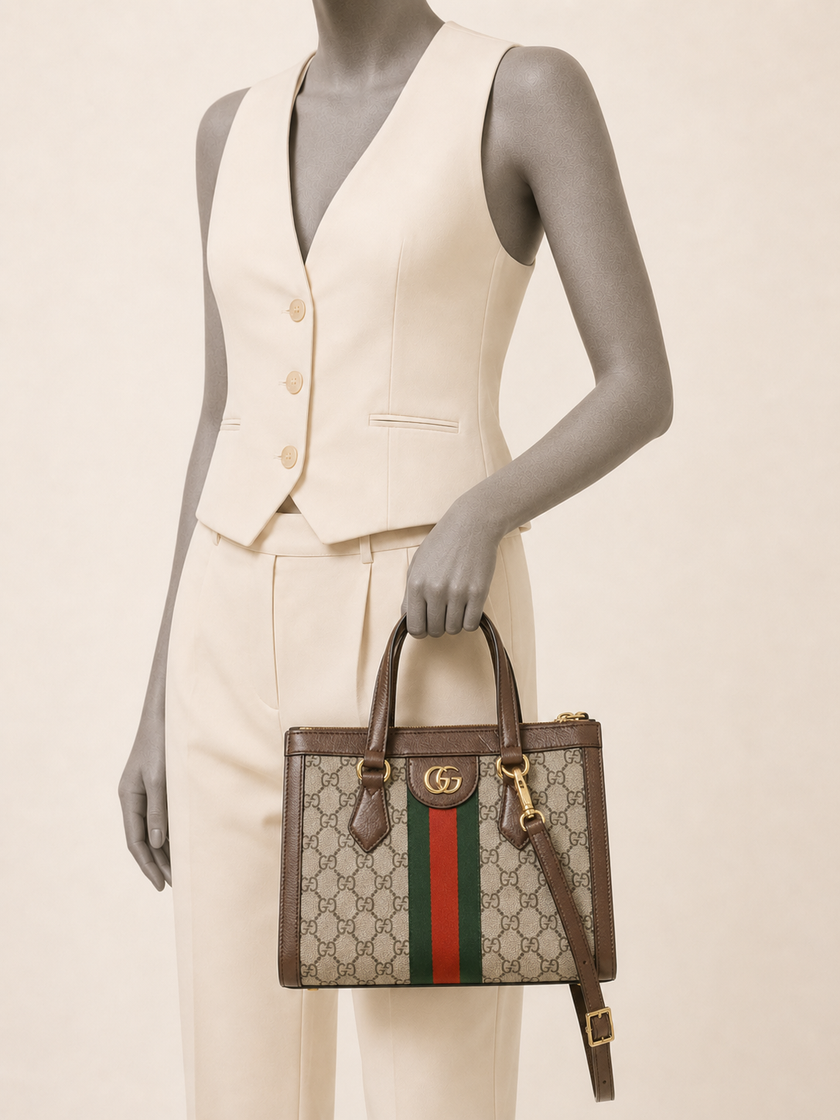 GUCCI Ophidia Small Tote Coated Canvas Bag