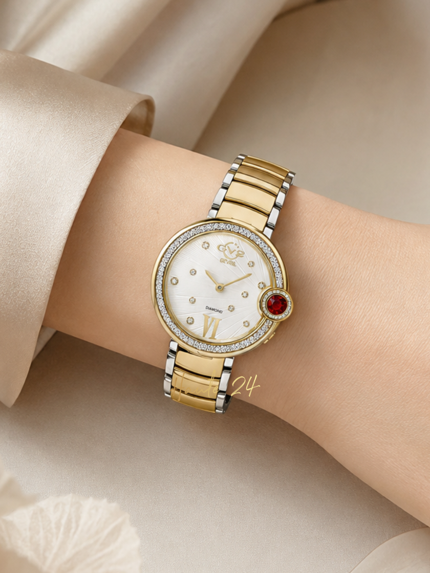GV2 BY GEVRIL Perugia Quartz White Dial Ladies Watch