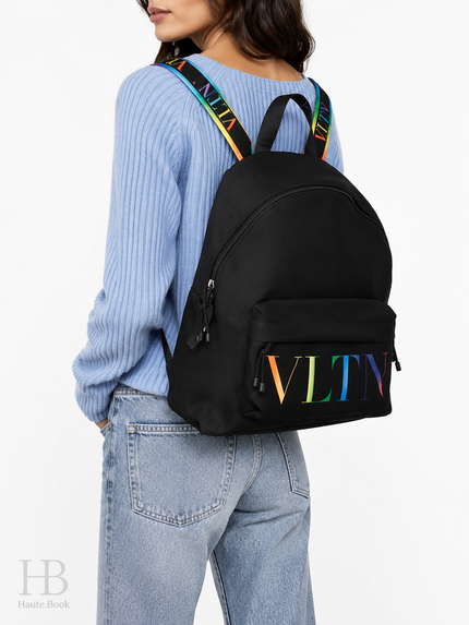 VALENTINO Garavani VLTN Logo Backpack Black/Multicolor Nylon
