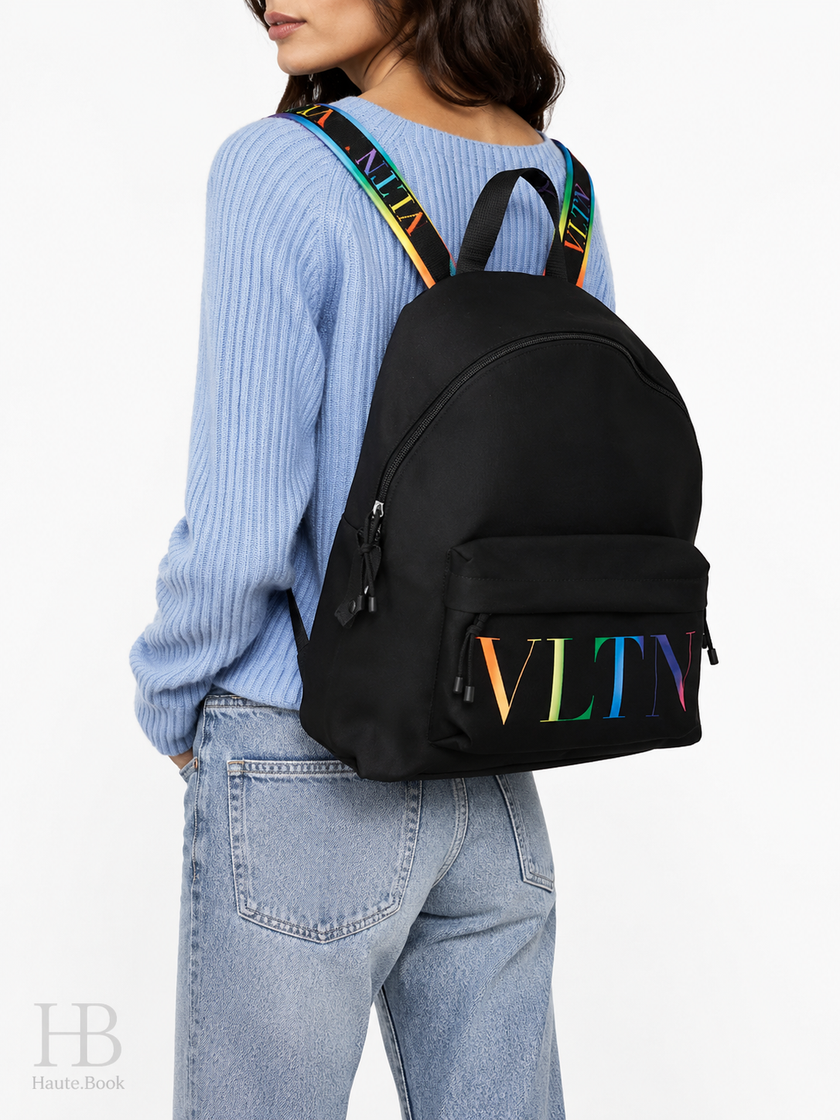 VALENTINO Garavani VLTN Logo Backpack Black/Multicolor Nylon