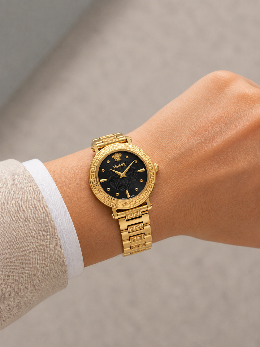 VERSACE Greca Sphere Quartz Black Dial Ladies Watch