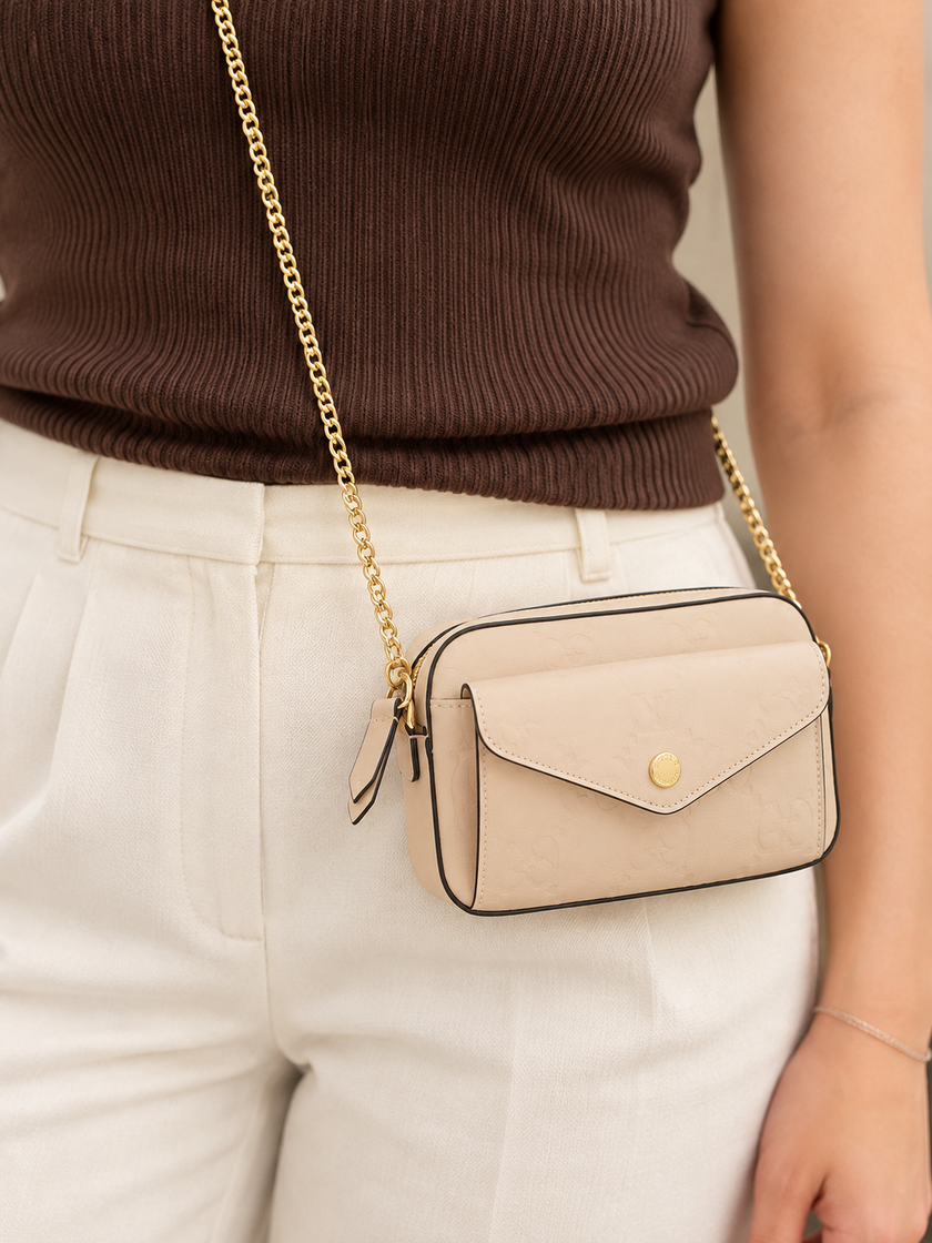 GUCCI Chain Shoulder Bag GG Super Mini Leather