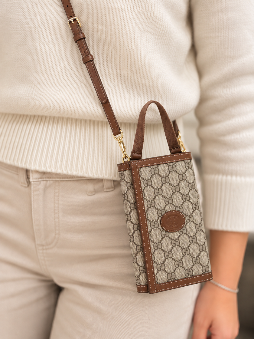 GUCCI GG Supreme PVC Leather Handbag