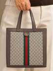 GUCCI Ophidia GG Supreme Large Leather Tote Bag