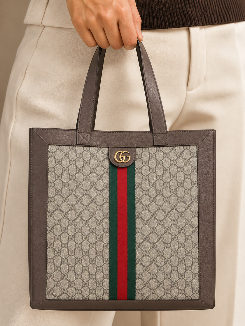 GUCCI Ophidia GG Supreme Large Leather Tote Bag