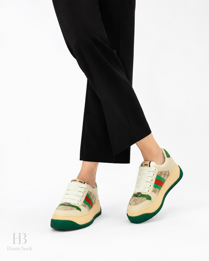 Gucci Sneakers Women Suede Beige/Green