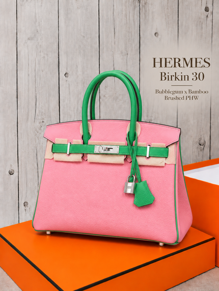 [Unused] HERMES Birkin 30 Bubblegum x Bamboo Brushed PHW