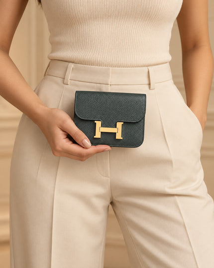 HERMÈS Constance Slim wallet Vert Loden