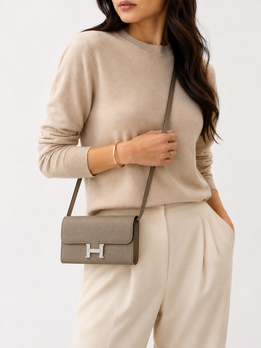 HERMES Constance To Go Shoulder Bag Etain