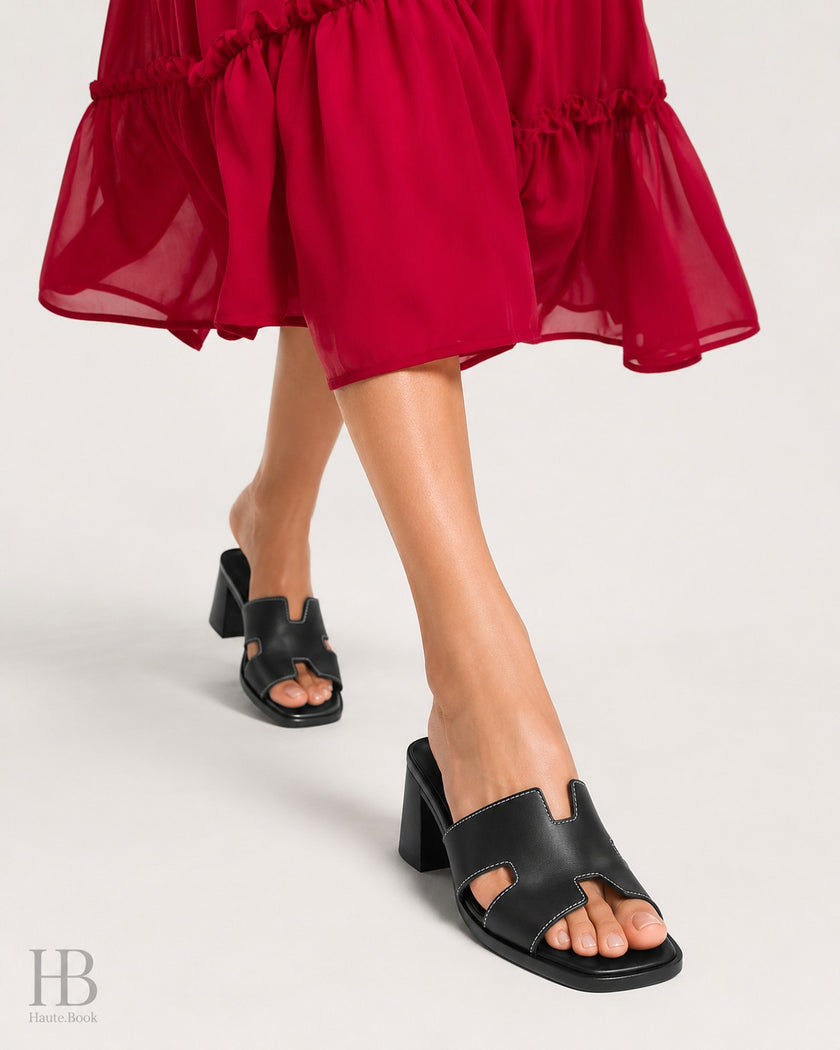 HERMES Helia 60 Sandals In Black