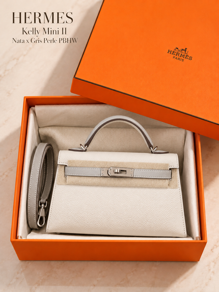[Unused/Price on Request] HERMES Kelly Mini II Nata x Gris Perle PBHW