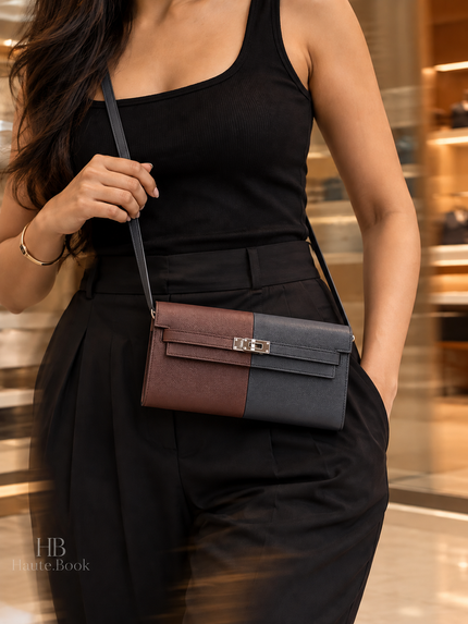 [Brand New] HERMES Kelly Wallet Long To Go Casaque Blue Indigo/Rouge Sellier/Rose Texas