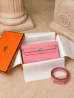 [Brand New] HERMES Kelly Wallet Long To Go Rose Confetti