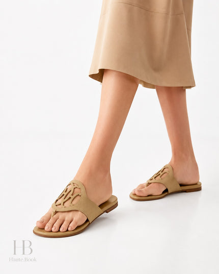 HERMES Mage Sandals In Alabaster Beige