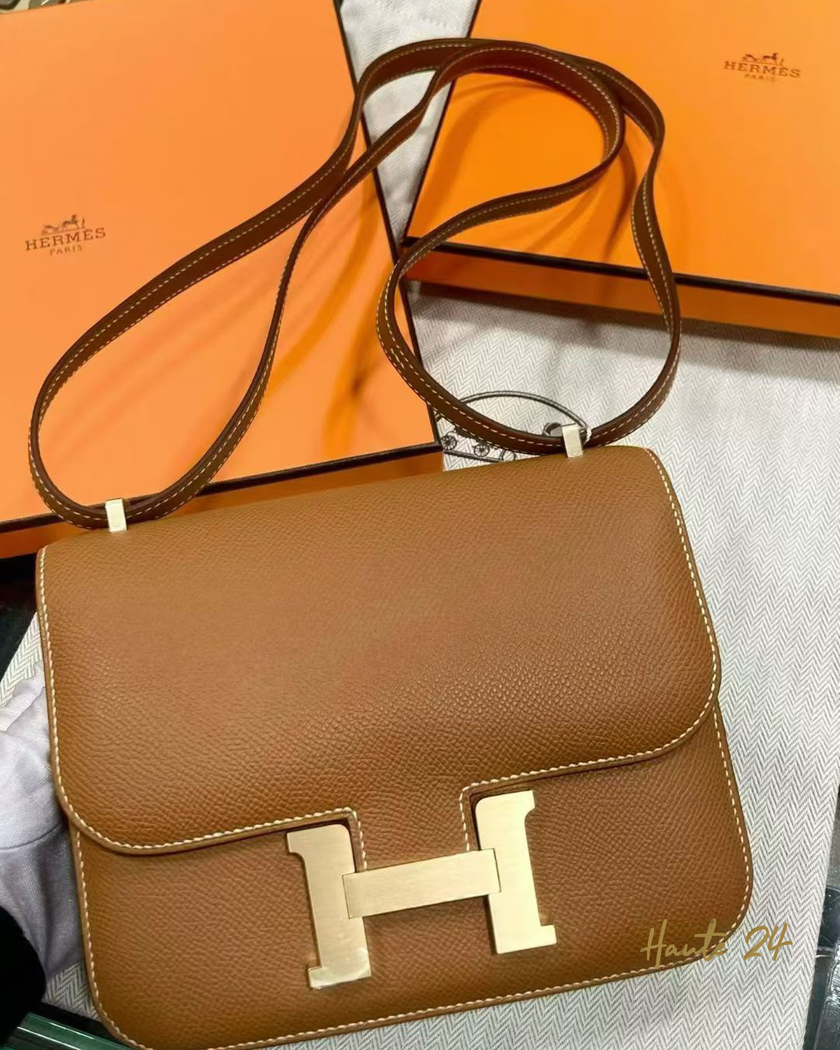 [Arriving India/Brand New/Price on Request] HERMES Mini Constance III Miroir 18 Bag Gold GHW