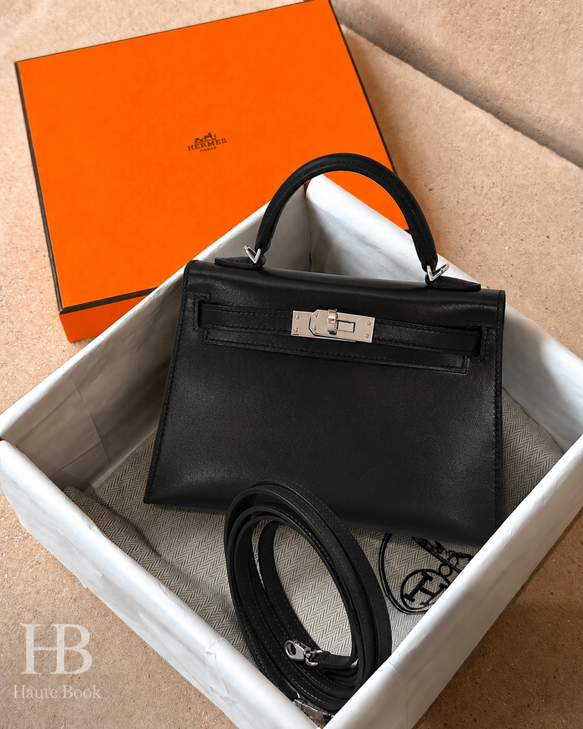 [Price on Request] HERMES Mini Kelly 2 (outside) Black Box Calf Leather
