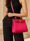 HERMÈS  Herbag Zip PM Rose Mexico/Rouge Piment/Silver Hardware