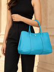 HERMÈS Garden Party PM Tote Bag, Turquoise/Silver Hardware