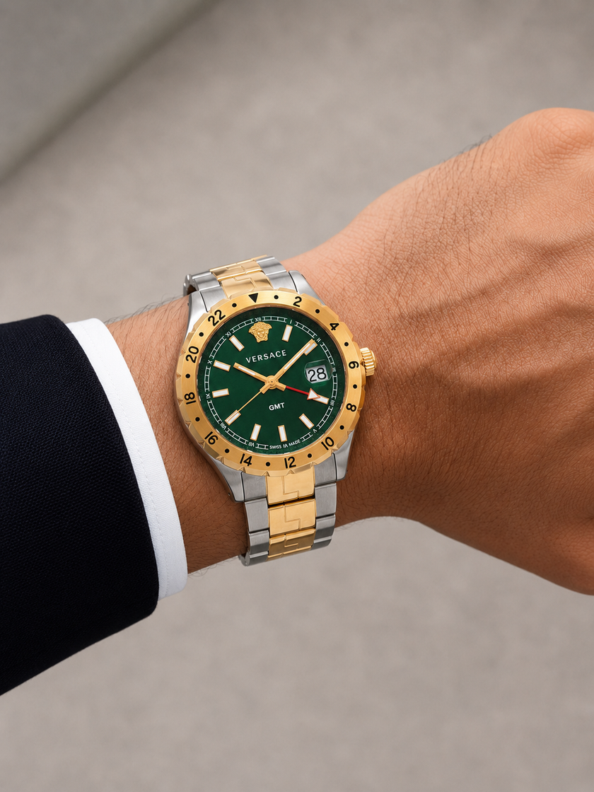 VERSACE Hellenyium GMT Quartz Green Dial Men's Watch