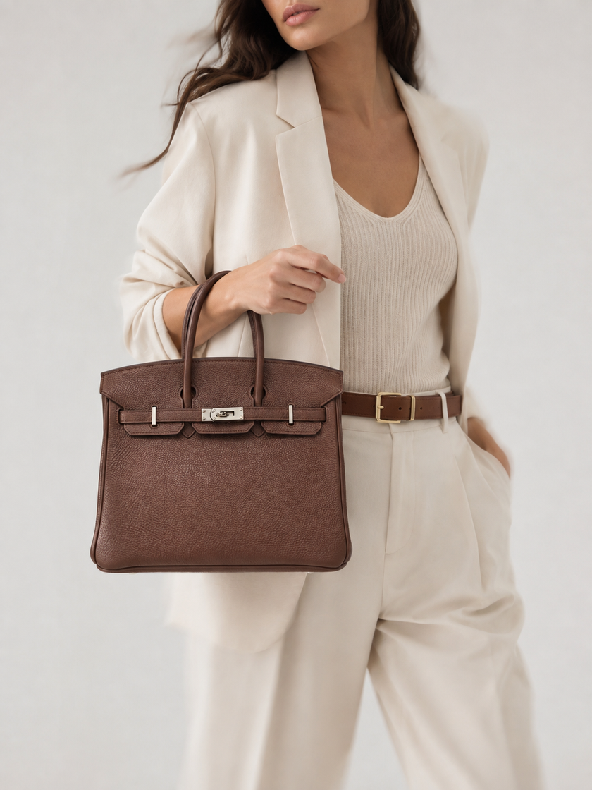 [Mint Condition/Like New] HERMES Birkin 25 Ebene Togo Palladium Hardware