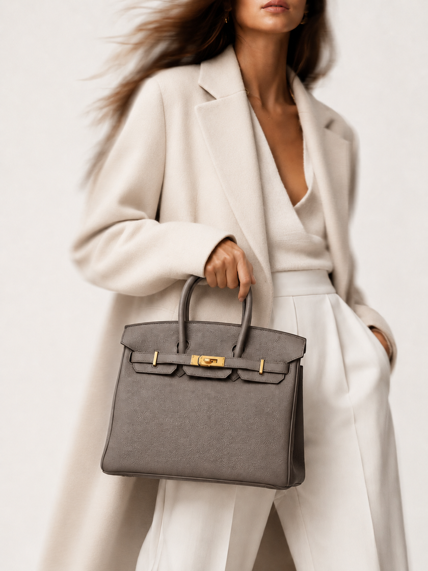[Unused] HERMES Birkin 25 Etain Togo Gold Hardware