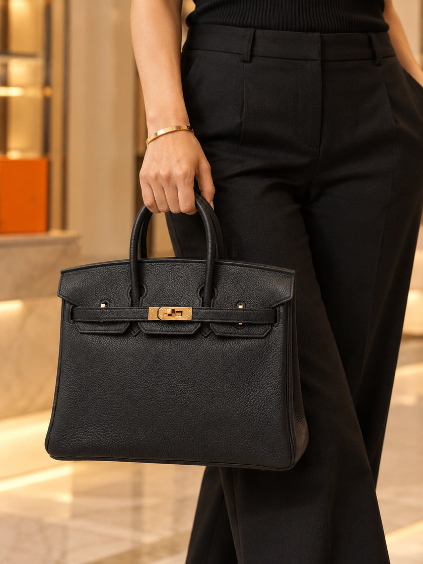 [Brand New] HERMÈS Birkin 25 Noir 89 Togo Rose Gold Hardware
