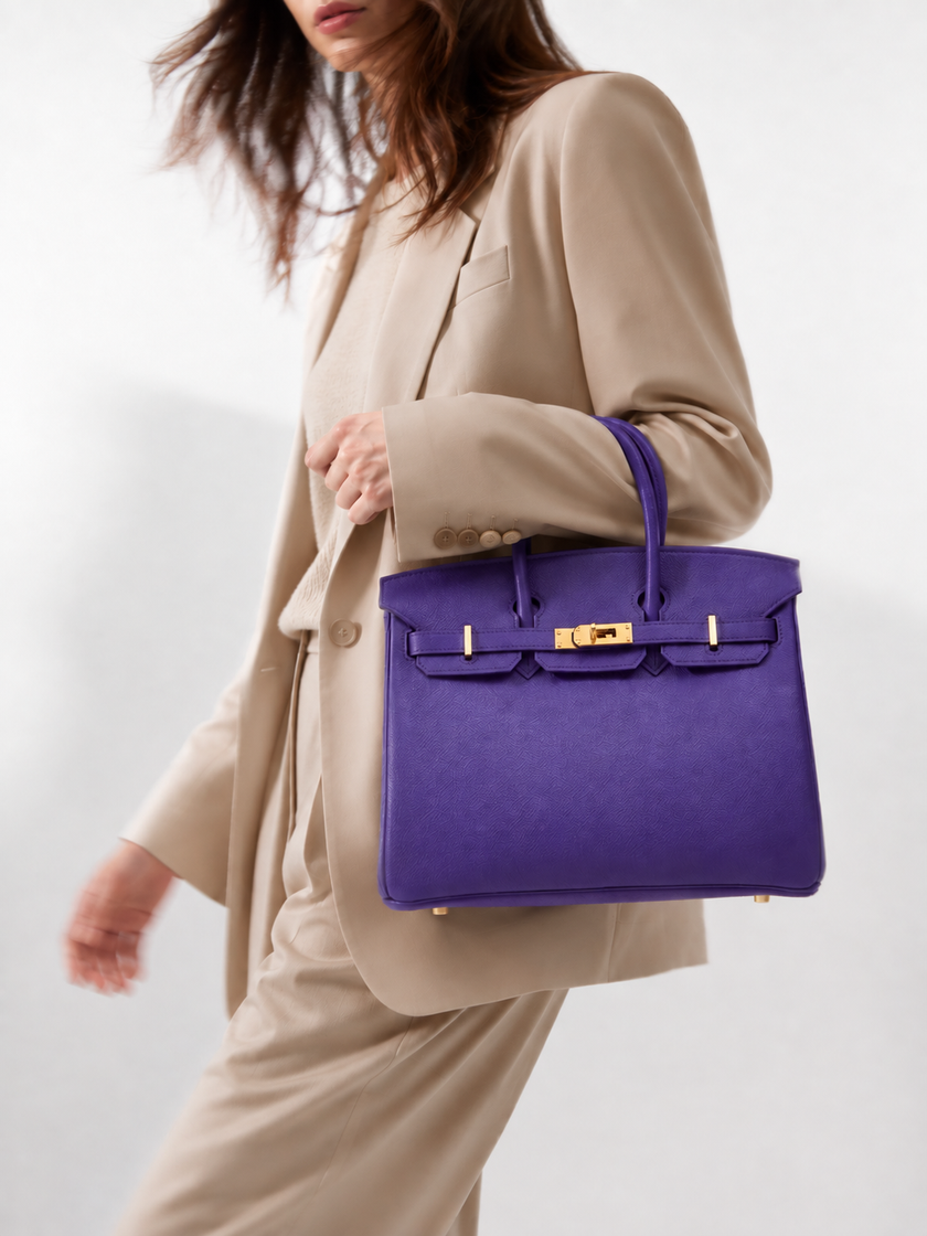 [Mint Condition/Like New] HERMES Birkin 25 Purple X3 Epsom Gold Hardware