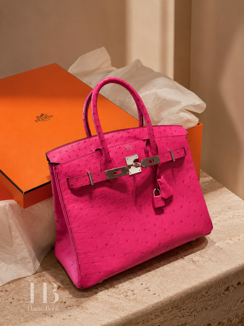 [Like New] HERMES Birkin 30 Candy Pink Ostrich Leather PHW