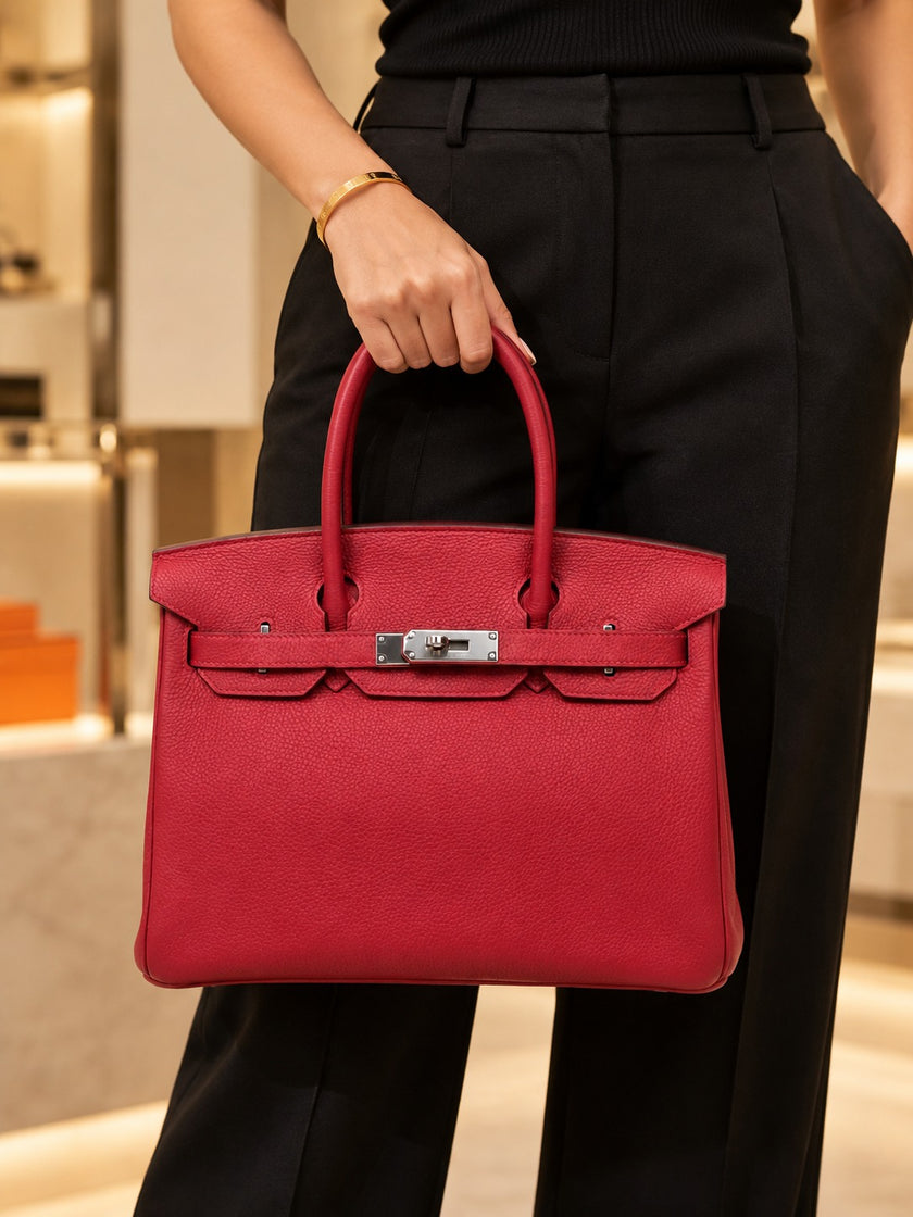 [Unused] HERMÈS Birkin 30 K1 Rouge Grenat Togo Palladium Hardware