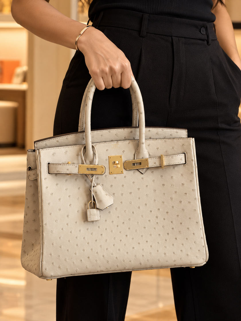 [Mint Condition] HERMÈS Birkin 30 Parchemin Ostrich GHW