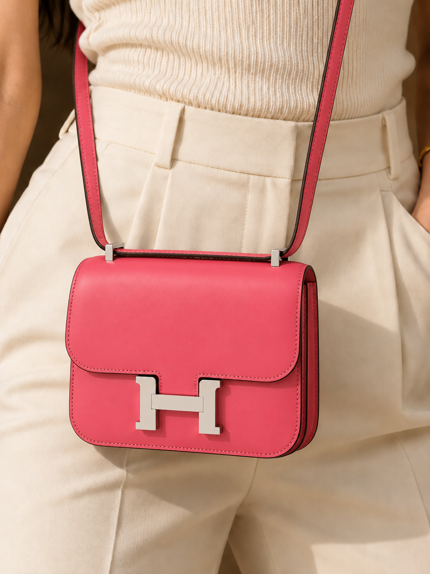 HERMÈS Constance 3 18 Rose Lipstick Veau Tadelakt