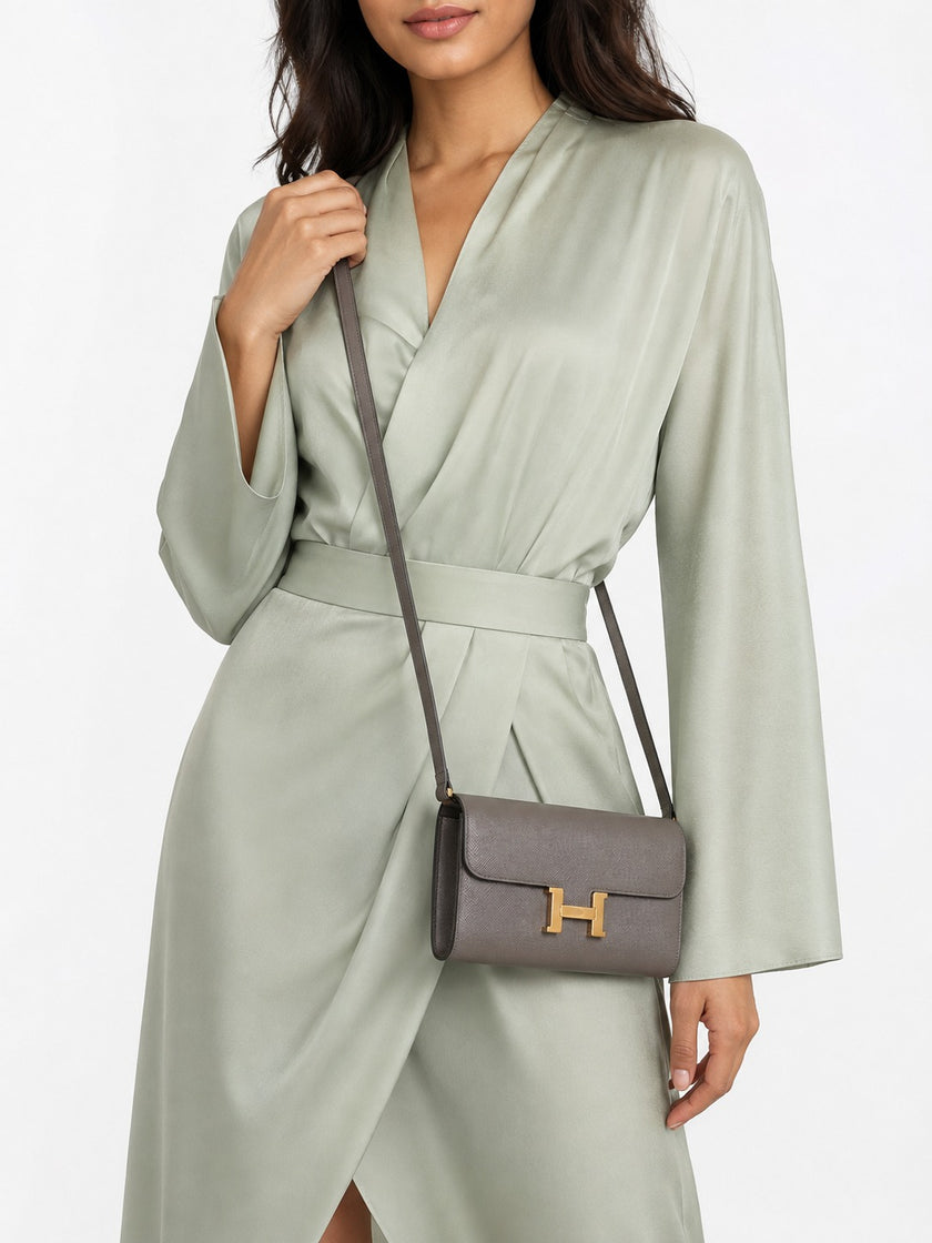 HERMES Constance Long To Go Wallet Gris Meyer