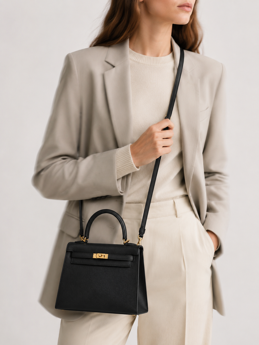 [Brand New] HERMES Kelly 25 Noir 89 Epsom