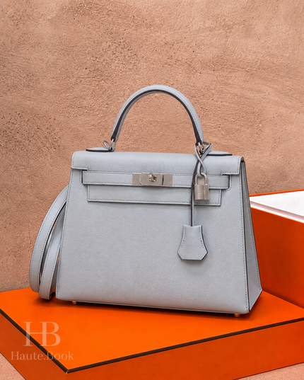 [Price on Request] HERMES Kelly 28 Sellier Blue Glacier Epsom Palladium Hardware