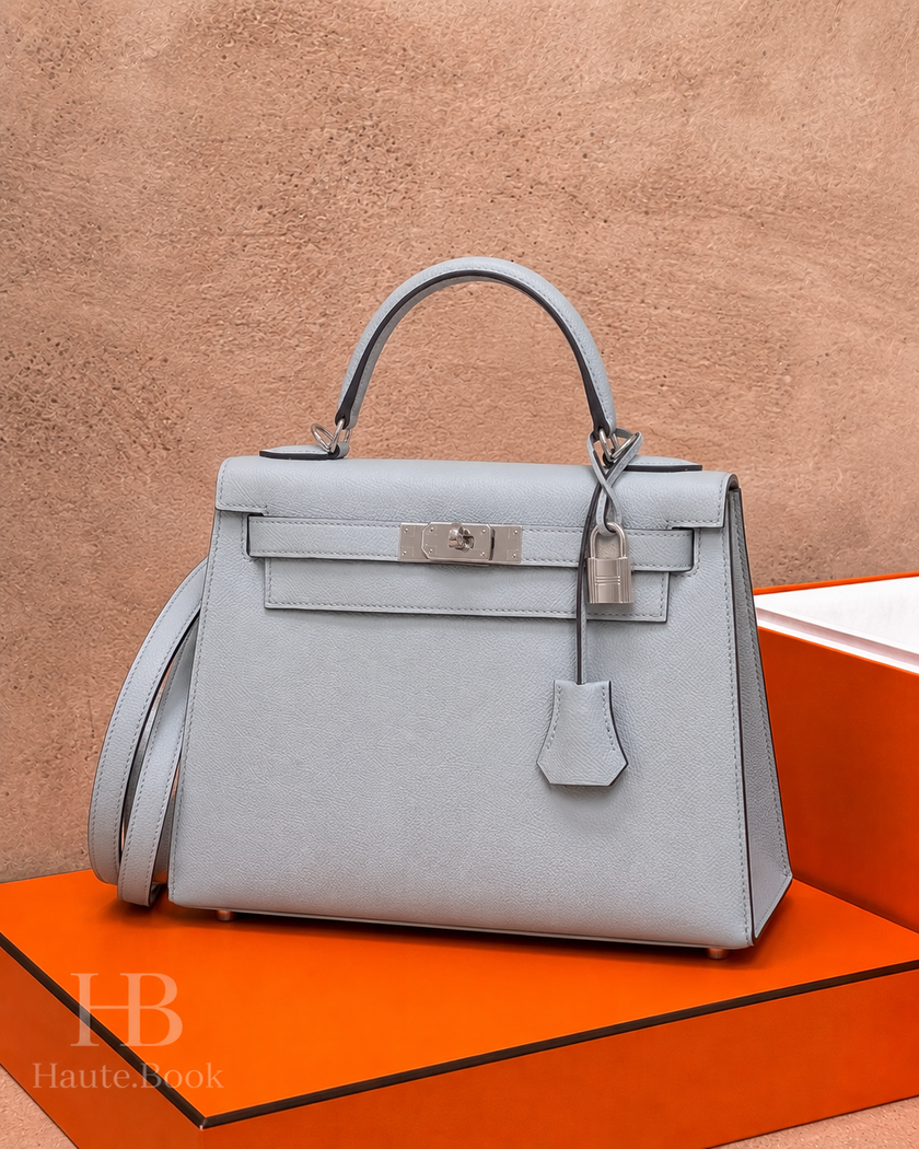 [Price on Request] HERMES Kelly 28 Sellier Blue Glacier Epsom Palladium Hardware
