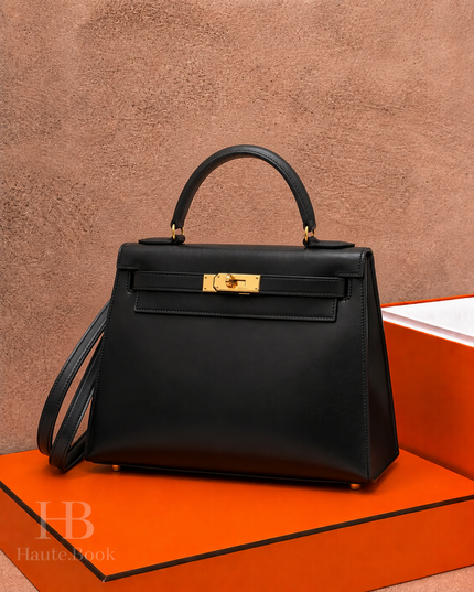 [Excellent] HERMES Kelly 28 2-Way Bag Black