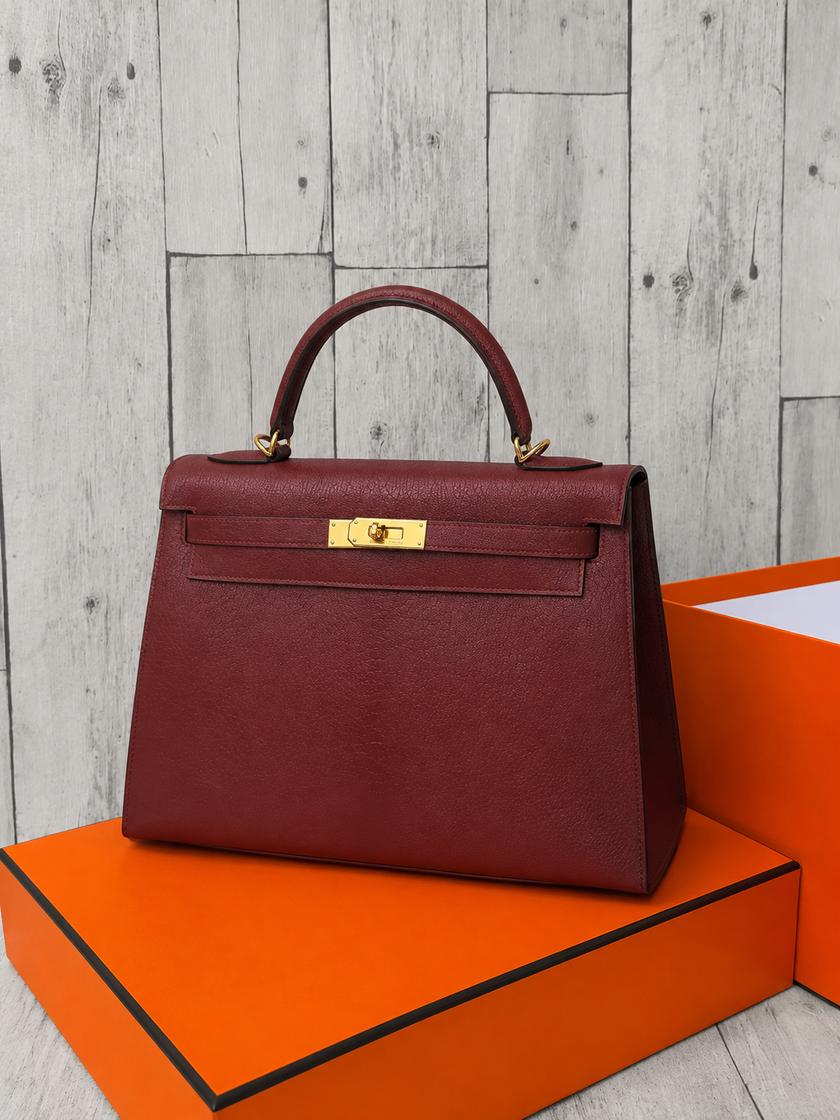 [Excellent] HERMES Kelly 32 Sellier Rouge