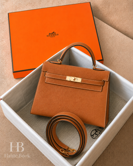 [Excellent] HERMES Kelly 32, Sellier Stitching, Natural