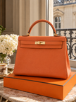[Excellent Condition] HERMES Kelly 32 External Stitching Orange GHW