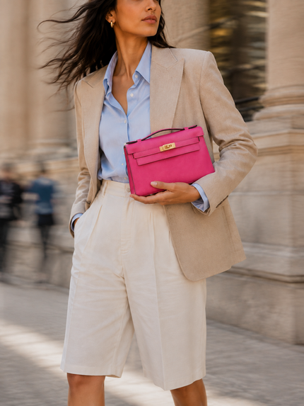 [Price on Request] HERMES Kelly Mini Pochette U5 Rose Lipstick Epsom Gold Hardware
