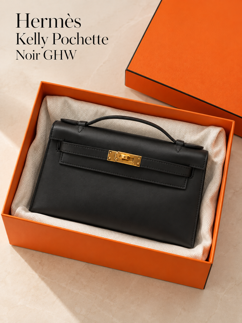 [Brand New] HERMES Kelly Pochette Noir