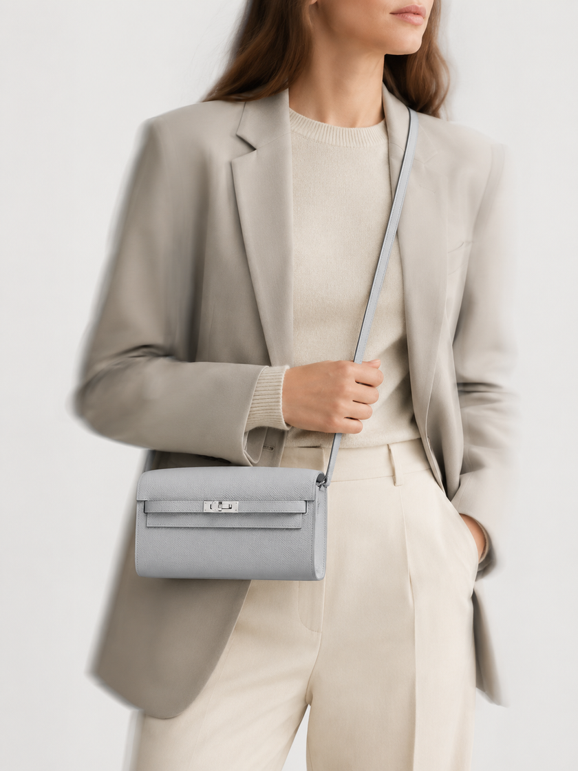 [Unused] HERMES Kelly Classique To Go Wallet Bleu Glacier