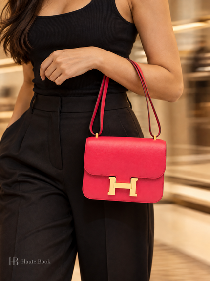 HERMES Mini Constance 19 Rose Jaipur