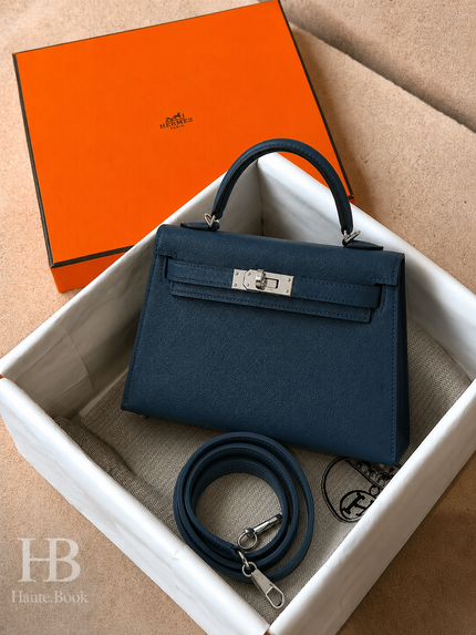 [Price on Request] HERMES Mini Kelly II Blue Tone Pet Veau Madame Women's Bag