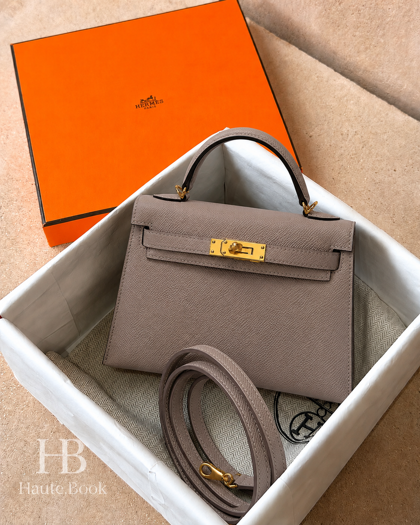 [Price on Request] HERMES Mini Kelly II Gris Asphalte M8 Epsom Gold Hardware